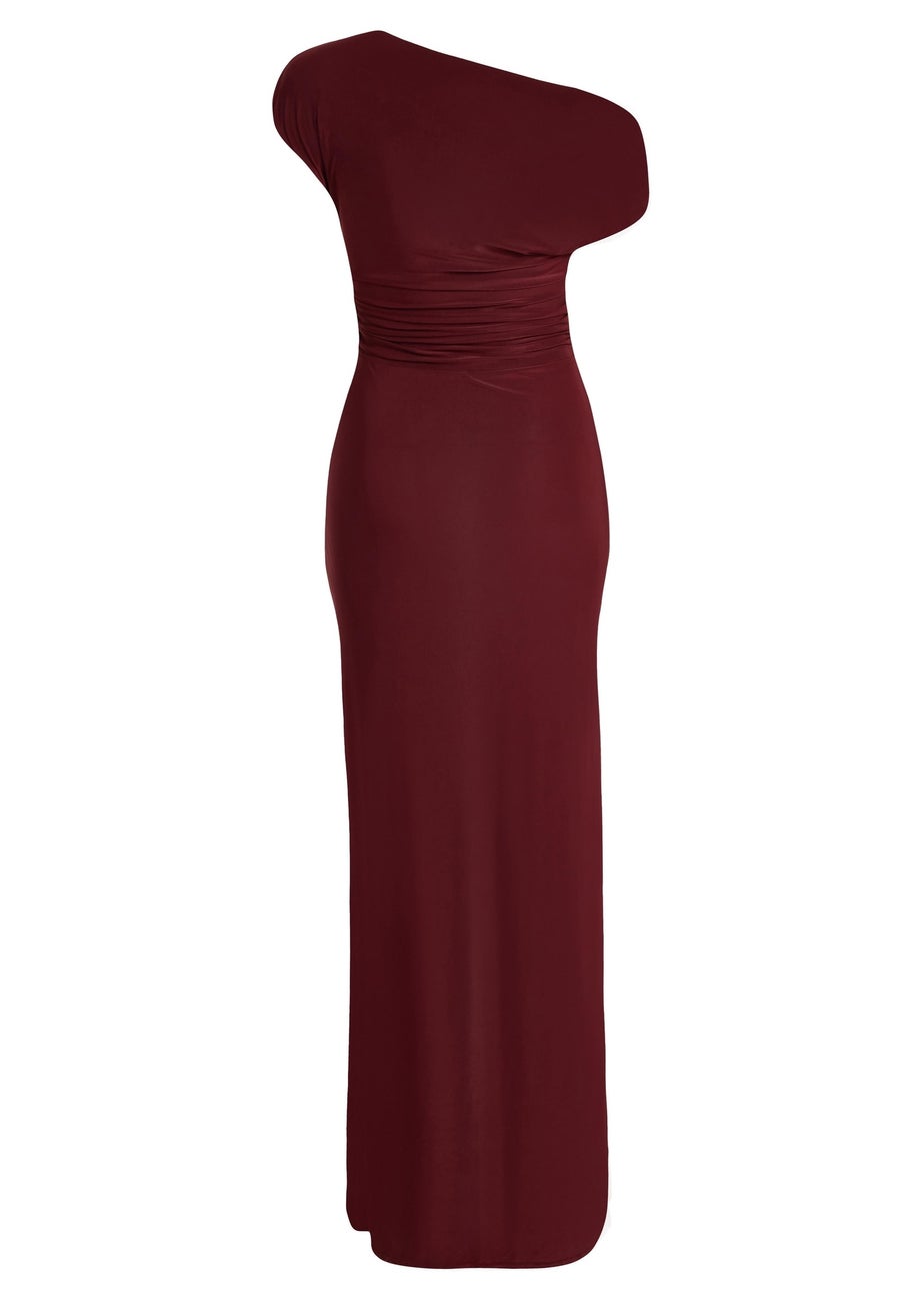 Quiz Burgundy Petite Off Shoulder Maxi Dress