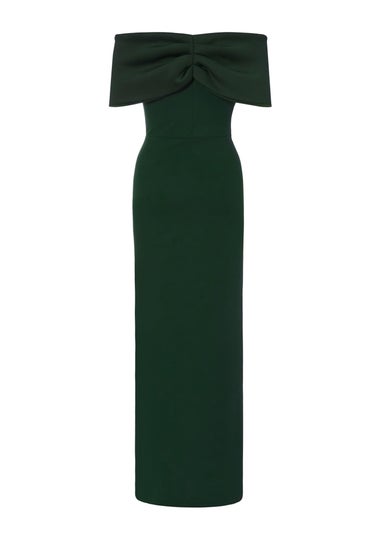 Quiz Green Petite Bardot Wrap Maxi Dress