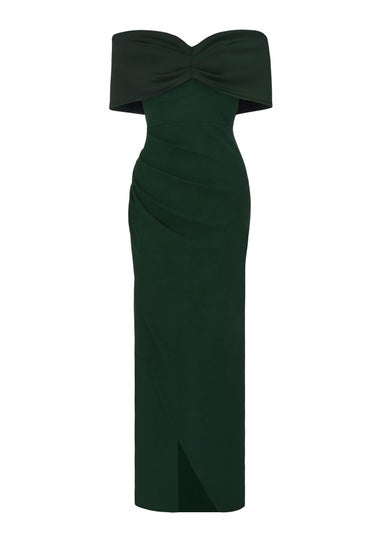 Quiz Green Petite Bardot Wrap Maxi Dress
