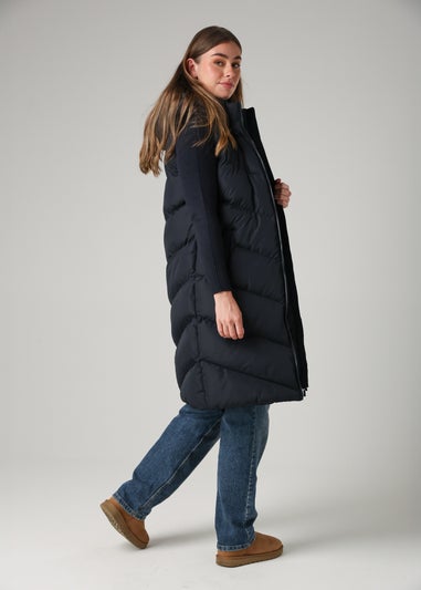 French Connection Navy Midi Quilted Gilet With Hood