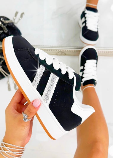 Love Lemonade Black Crystal Stripe Trainers Limited Edition