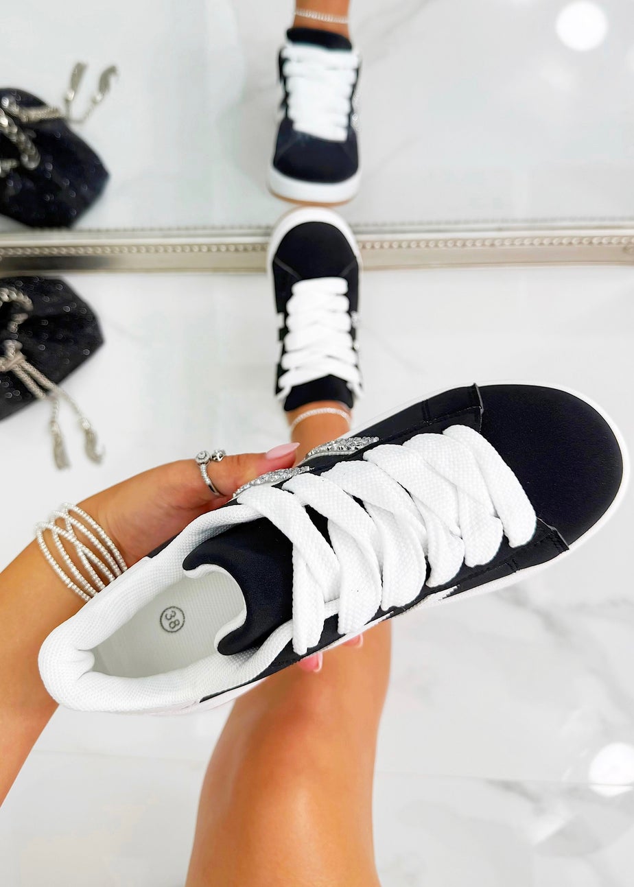Love Lemonade Black Crystal Stripe Trainers Limited Edition
