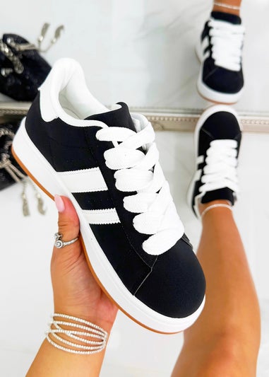 Love Lemonade Black Crystal Stripe Trainers Limited Edition
