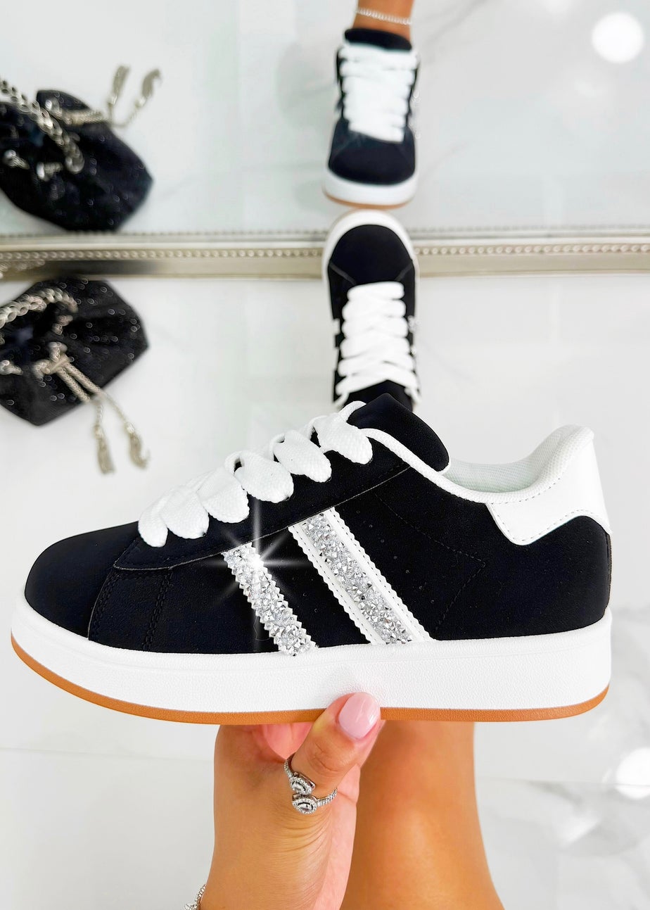 Love Lemonade Black Crystal Stripe Trainers Limited Edition
