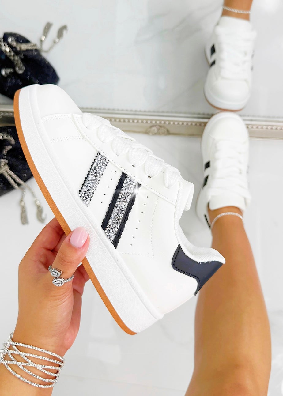 Love Lemonade White Crystal Stripe Trainers Limited Edition