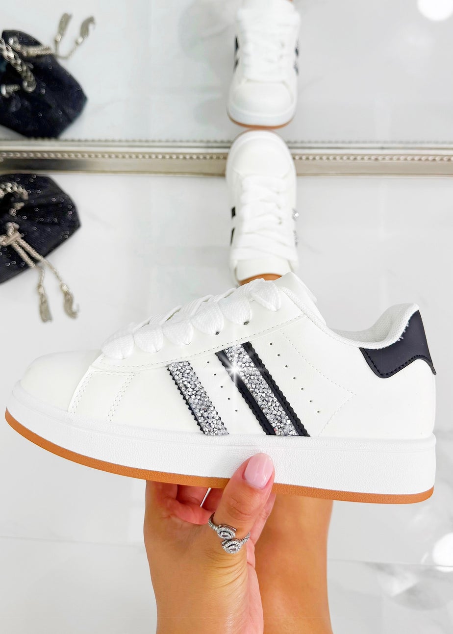 Love Lemonade White Crystal Stripe Trainers Limited Edition