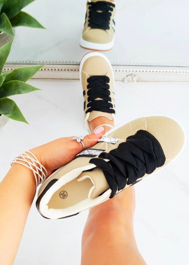 Love Lemonade Beige Crystal Stripe Trainers Exclusive Edition
