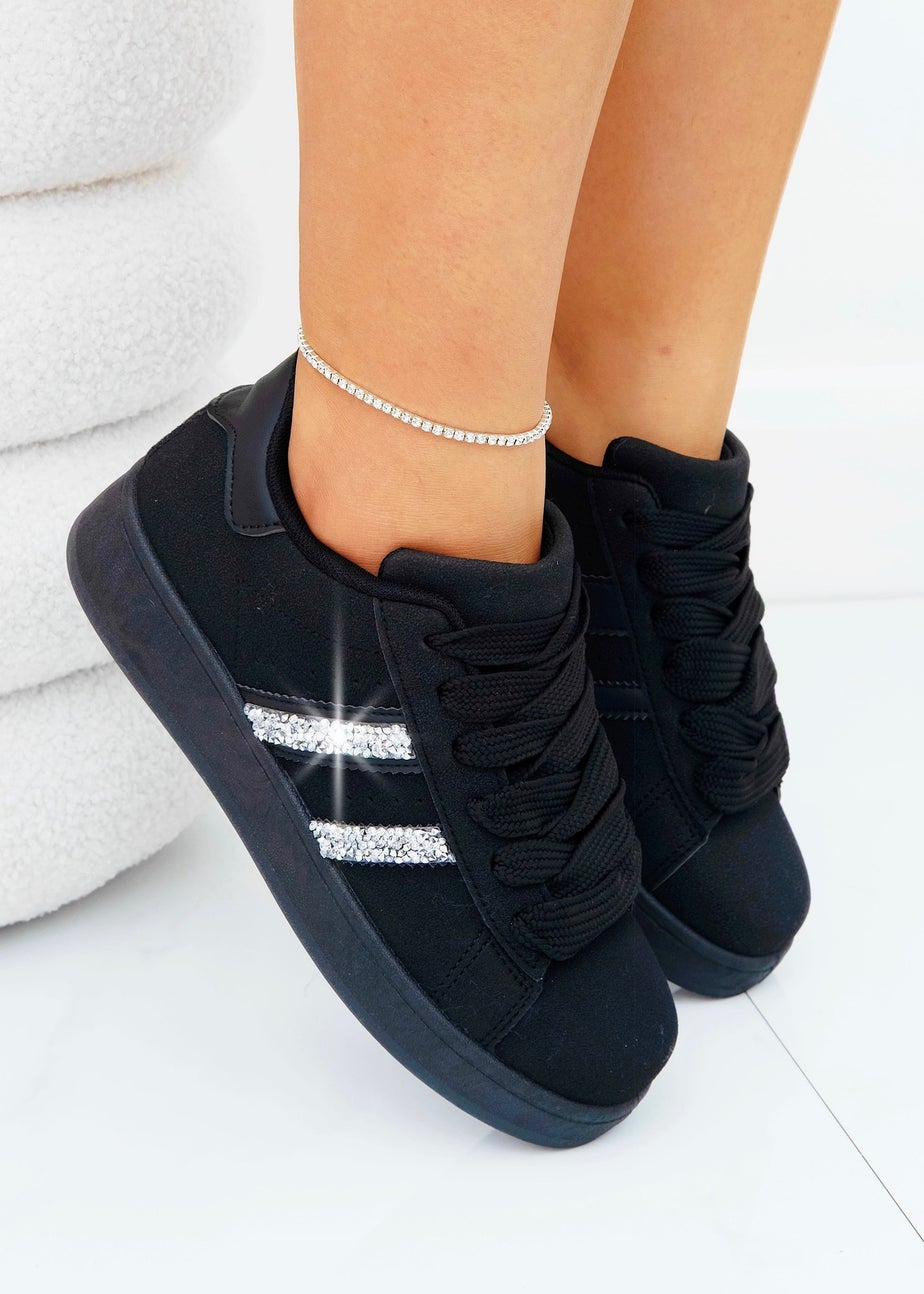 Love Lemonade Black/Black Crystal Stripe Trainers Exclusive Edition