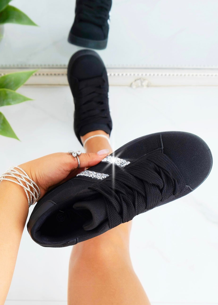Love Lemonade Black/Black Crystal Stripe Trainers Exclusive Edition