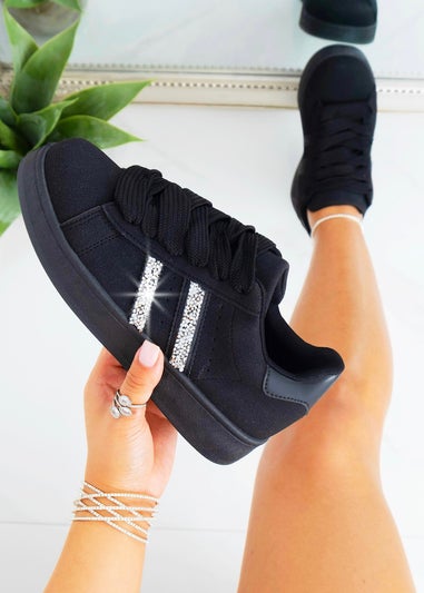 Love Lemonade Black/Black Crystal Stripe Trainers Exclusive Edition