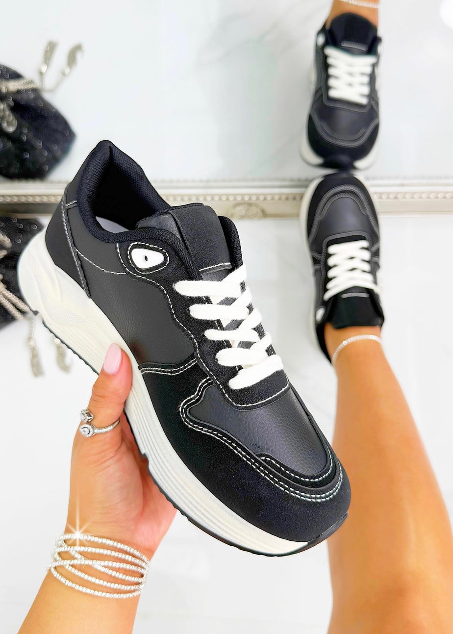 Love Lemonade Black Crystal GG Star Running Sole Trainers