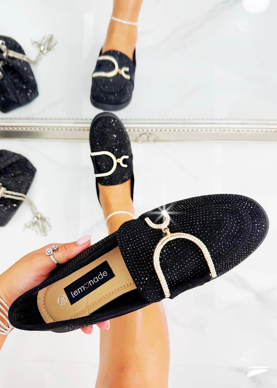 Love Lemonade Black Crystal Imperial Glow Loafers