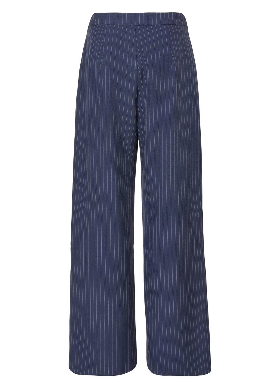 Quiz Navy Pinstripe Wide Leg Trousers