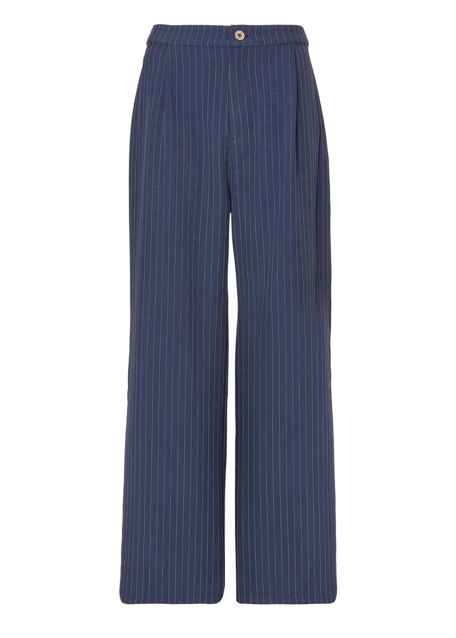 Quiz Navy Pinstripe Wide Leg Trousers
