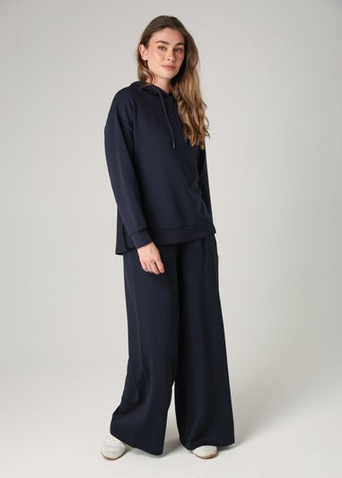 French Connection Navy Luxe Oversized Drawcord Hoody