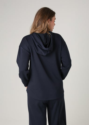 French Connection Navy Luxe Oversized Drawcord Hoody