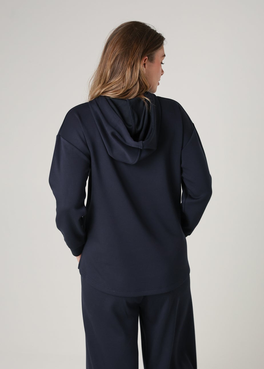 French Connection Navy Luxe Oversized Drawcord Hoody