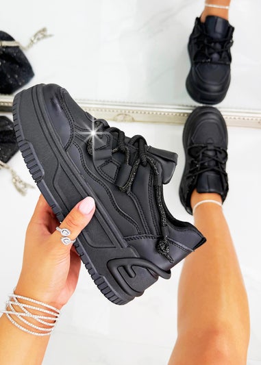 Love Lemonade Black Crystal Spark Trainers
