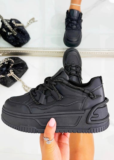 Love Lemonade Black Crystal Spark Trainers