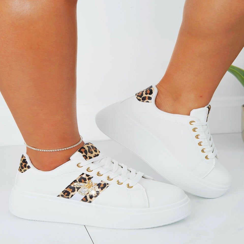 Love Lemonade Leopard Crystal  Deluxe Queen Bee Chunky Trainers