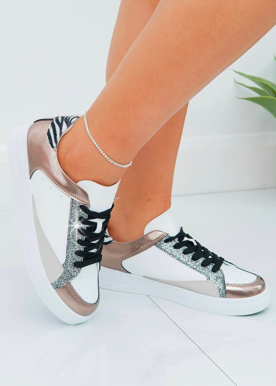 Love Lemonade White Glitter Glam Safari Trainers