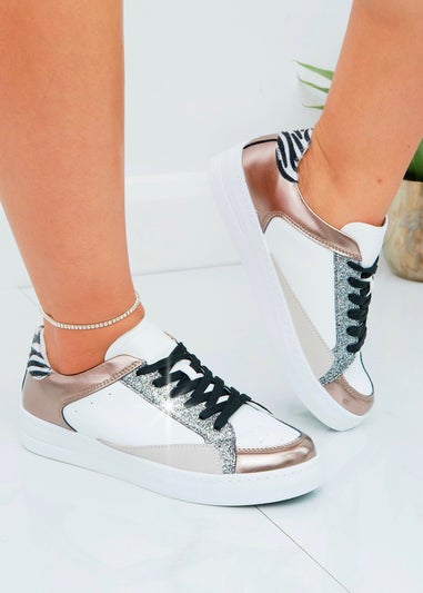 Love Lemonade White Glitter Glam Safari Trainers