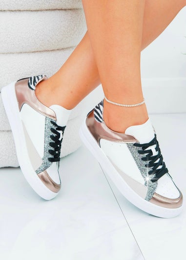 Love Lemonade White Glitter Glam Safari Trainers