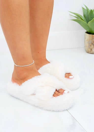 Love Lemonade Nude Plush Kiss Slipper Sliders