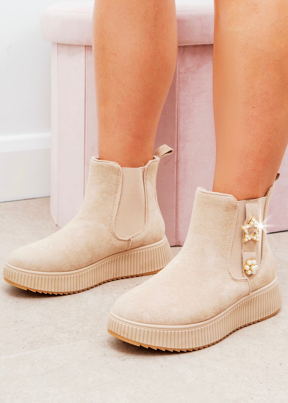 Love Lemonade Nude Sparkly Twinkle Pearl Ankle Boots