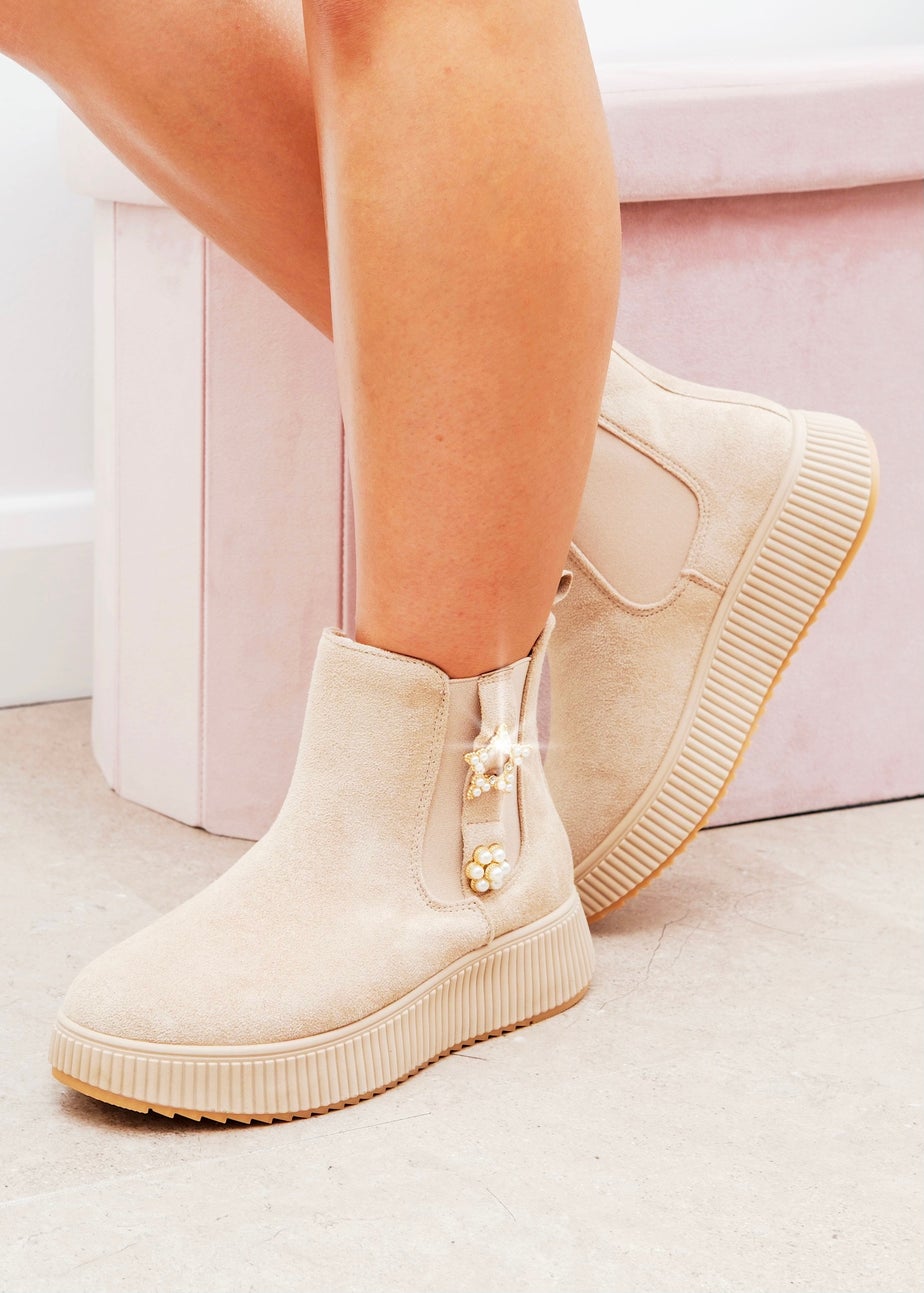 Love Lemonade Nude Sparkly Twinkle Pearl Ankle Boots