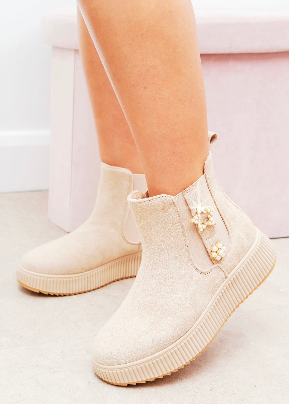 Love Lemonade Nude Sparkly Twinkle Pearl Ankle Boots