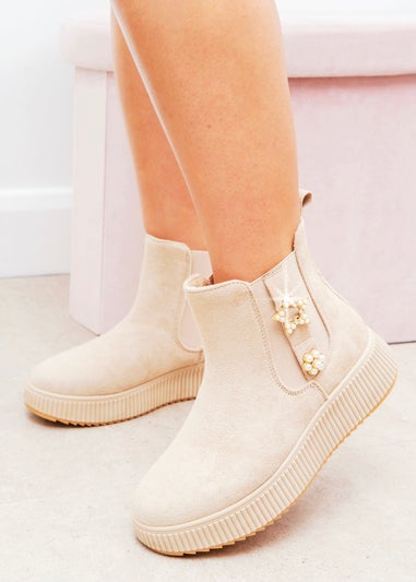 Love Lemonade Nude Sparkly Twinkle Pearl Ankle Boots