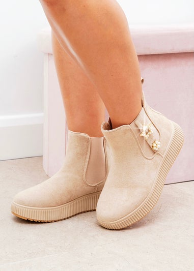 Love Lemonade Nude Sparkly Twinkle Pearl Ankle Boots