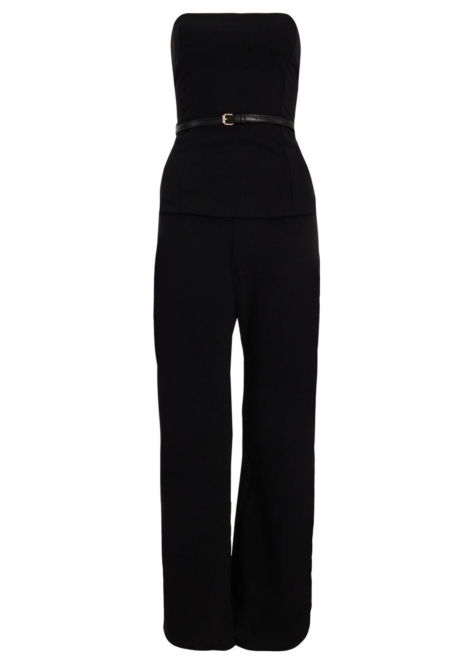 Quiz Black Petite Strapless Belted Jumpsuit