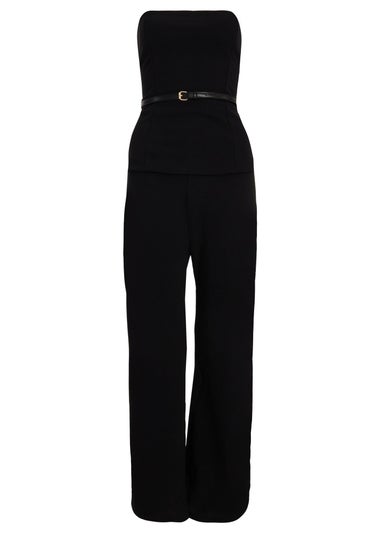 Quiz Black Petite Strapless Belted Jumpsuit