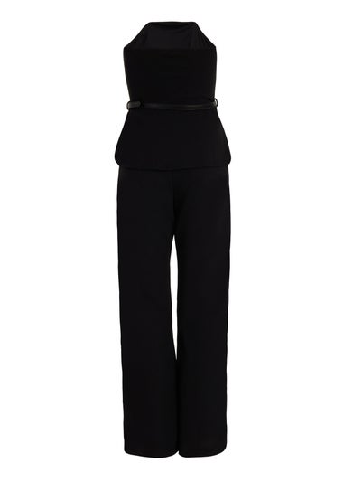 Quiz Black Petite Strapless Belted Jumpsuit