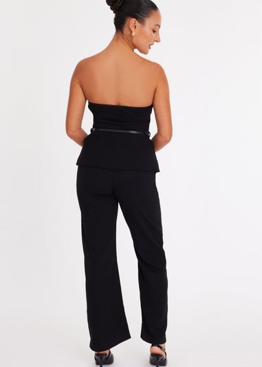 Quiz Black Petite Strapless Belted Jumpsuit