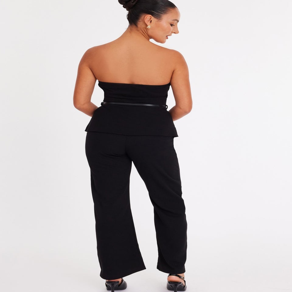 Quiz Black Petite Strapless Belted Jumpsuit