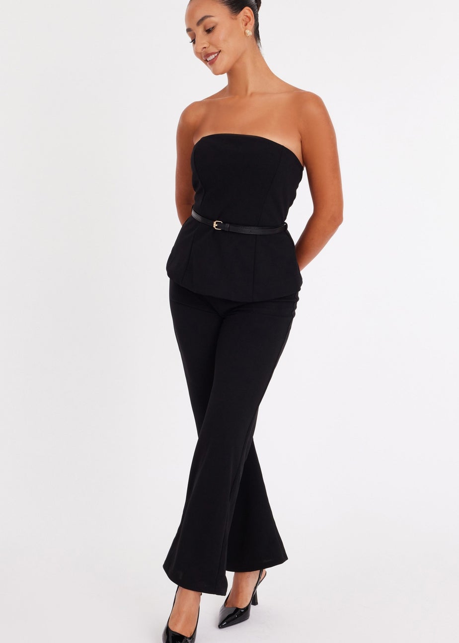 Quiz Black Petite Strapless Belted Jumpsuit