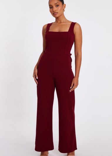 Quiz Red Petite Bow Back Jumpsuit