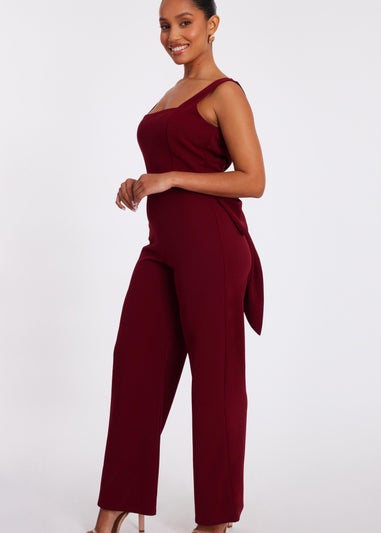 Quiz Red Petite Bow Back Jumpsuit
