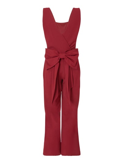 Quiz Red Petite Bow Back Jumpsuit