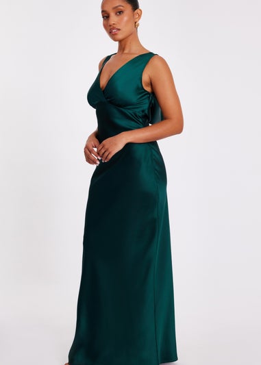Quiz Green Petite Cowl Back Maxi Dress