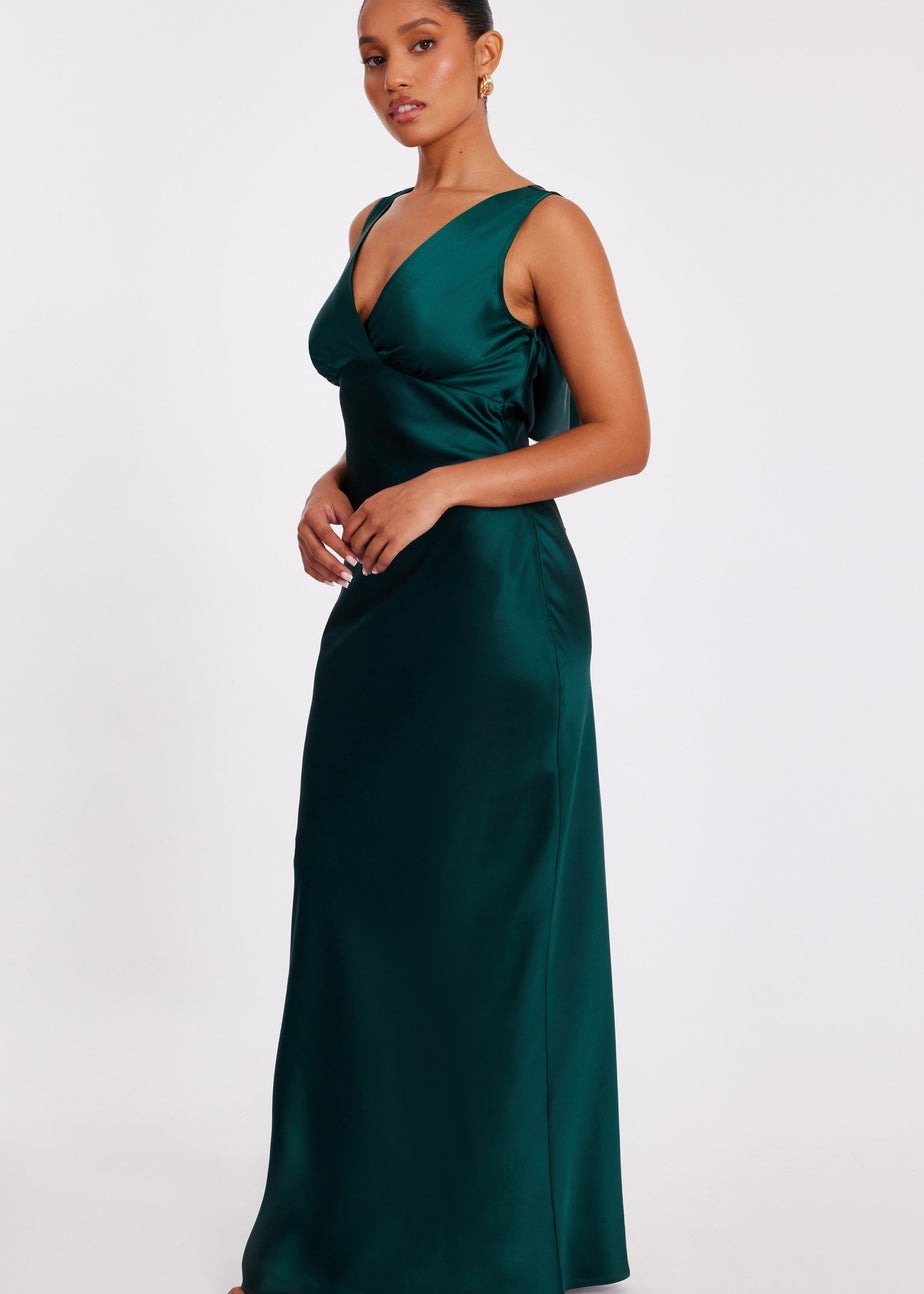 Quiz Green Petite Cowl Back Maxi Dress
