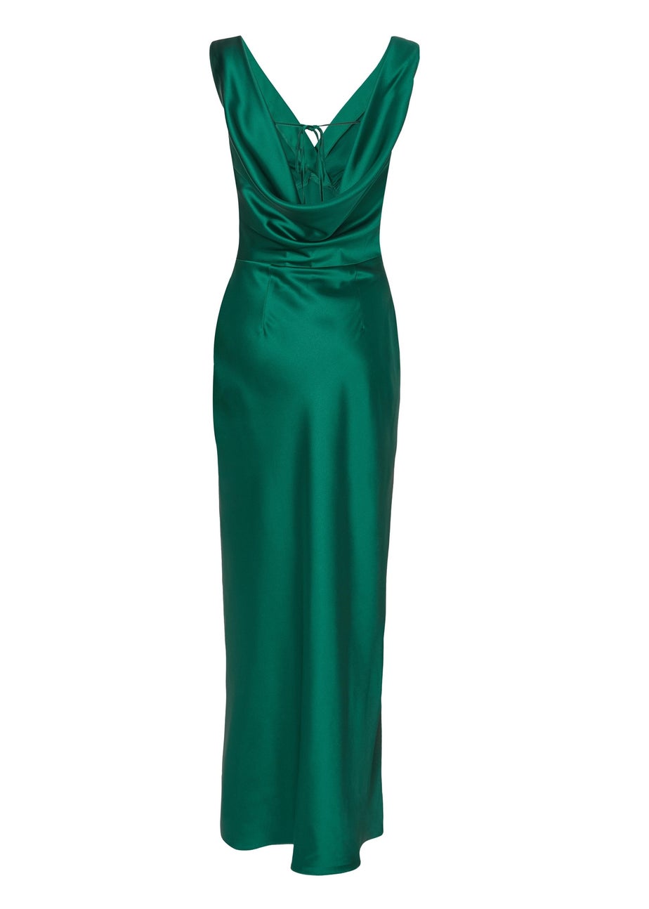 Quiz Green Petite Cowl Back Maxi Dress