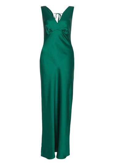 Quiz Green Petite Cowl Back Maxi Dress