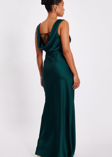 Quiz Green Petite Cowl Back Maxi Dress