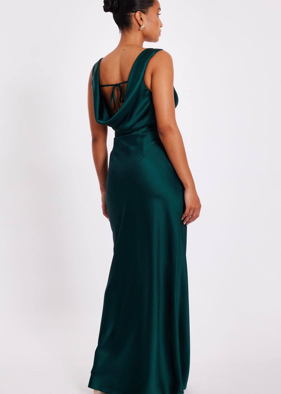Quiz Green Petite Cowl Back Maxi Dress