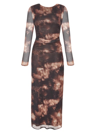 Quiz Black Printed Long Sleeve Midaxi Dress