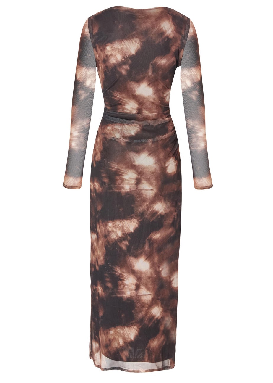 Quiz Black Printed Long Sleeve Midaxi Dress